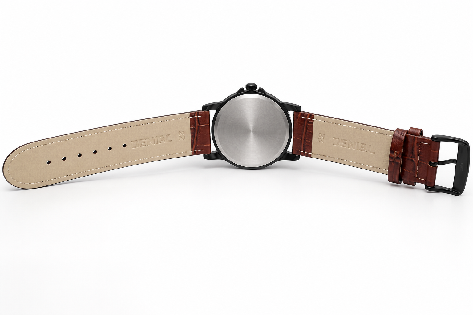 Premium Genuine Leather Dark Brown Strap Quartz Analog Watch for Men with White Dial 4