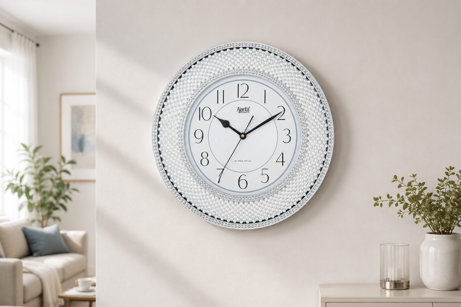 Ajanta 8777 Silver Designer Wall Clock – Silent Sweep, Star Dial, 1-Year Warranty 4