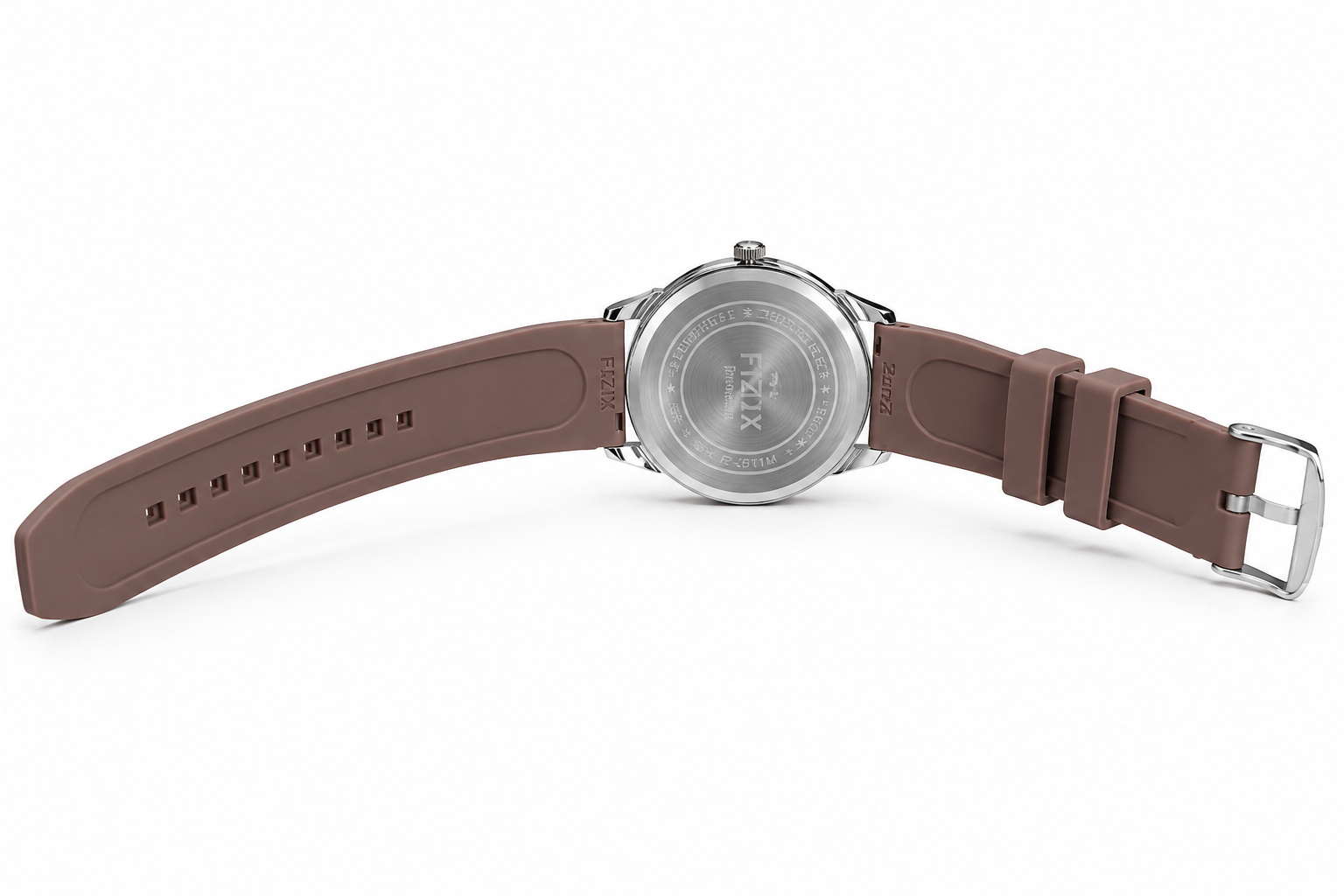 Premium White Dial Quartz Analog Watch for Men with Brown Soft Silicone Strap 3