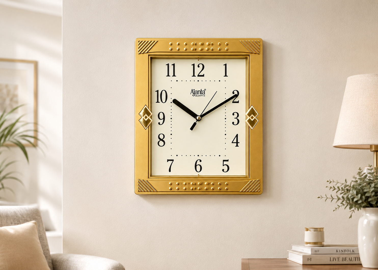 Ajanta 1947 Designer Wall Clock 10 Inch Golden Finish with 1 Year Warranty 4