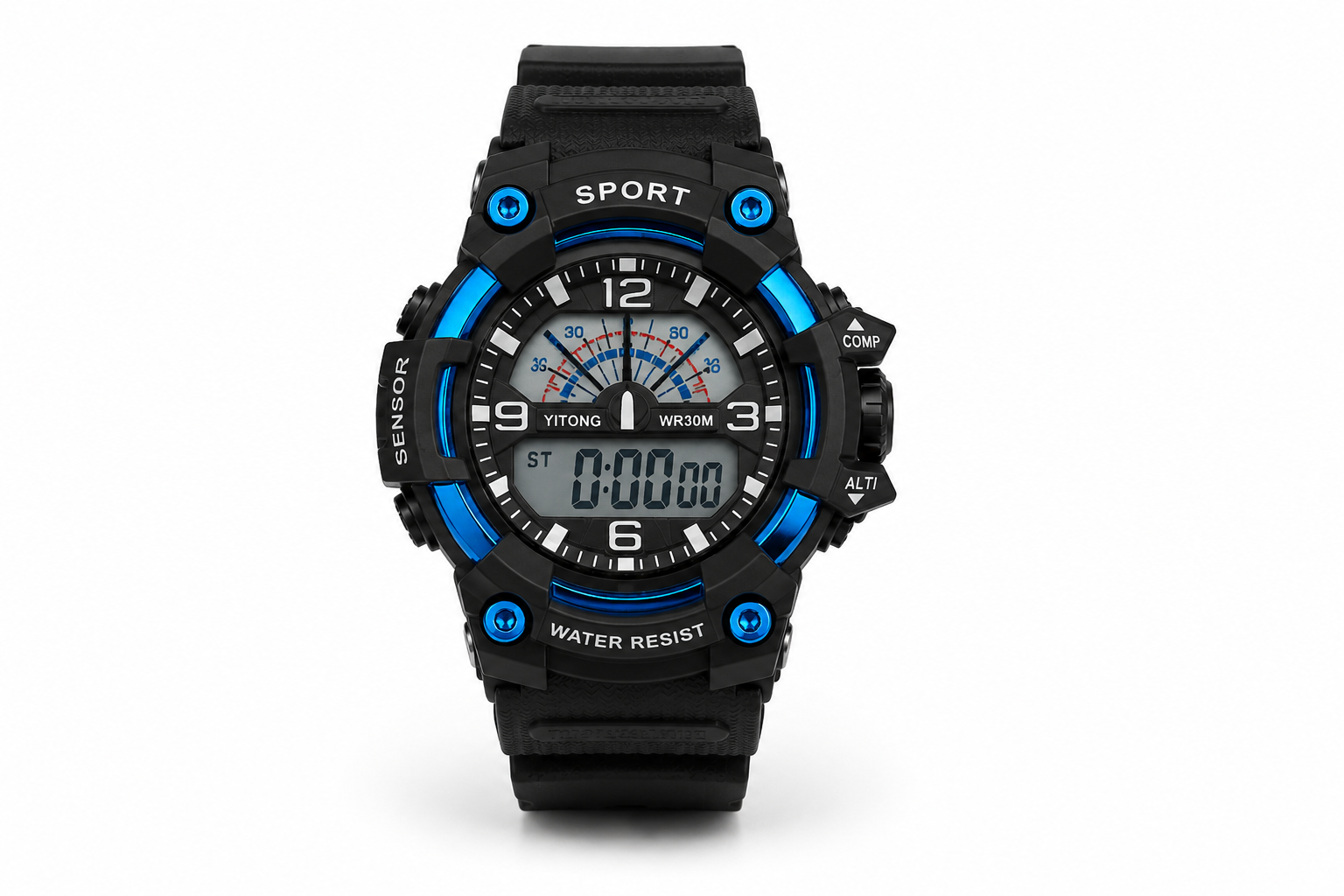 Blue Black Water Resistant Digital Sports Watch for Men 3