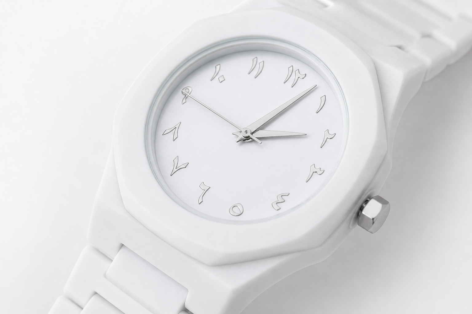 White Arabic Dial Men Watch Matte Finish  2
