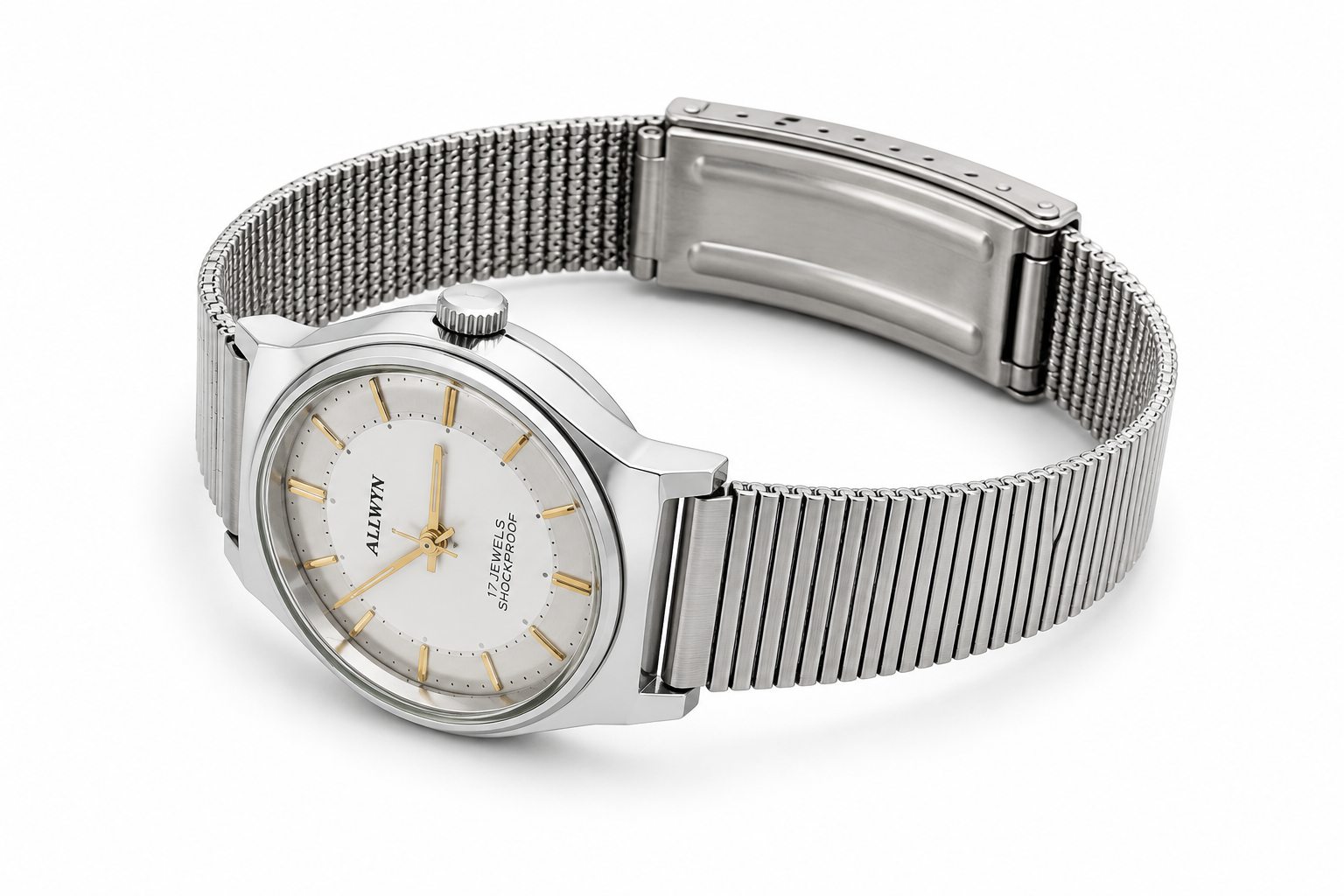 Allwyn Manual Winding Watch for Men with Stainless Steel Bracelet 3