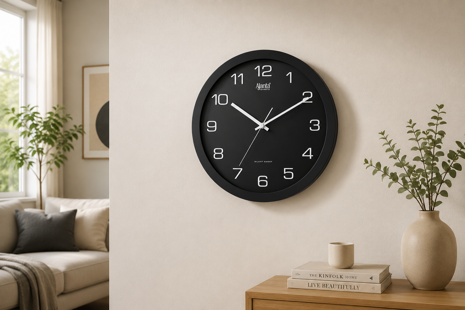 Ajanta 1057 Black Designer 12 inch Wall Clock – Real Silent Sweep with 1-Year Warranty 4
