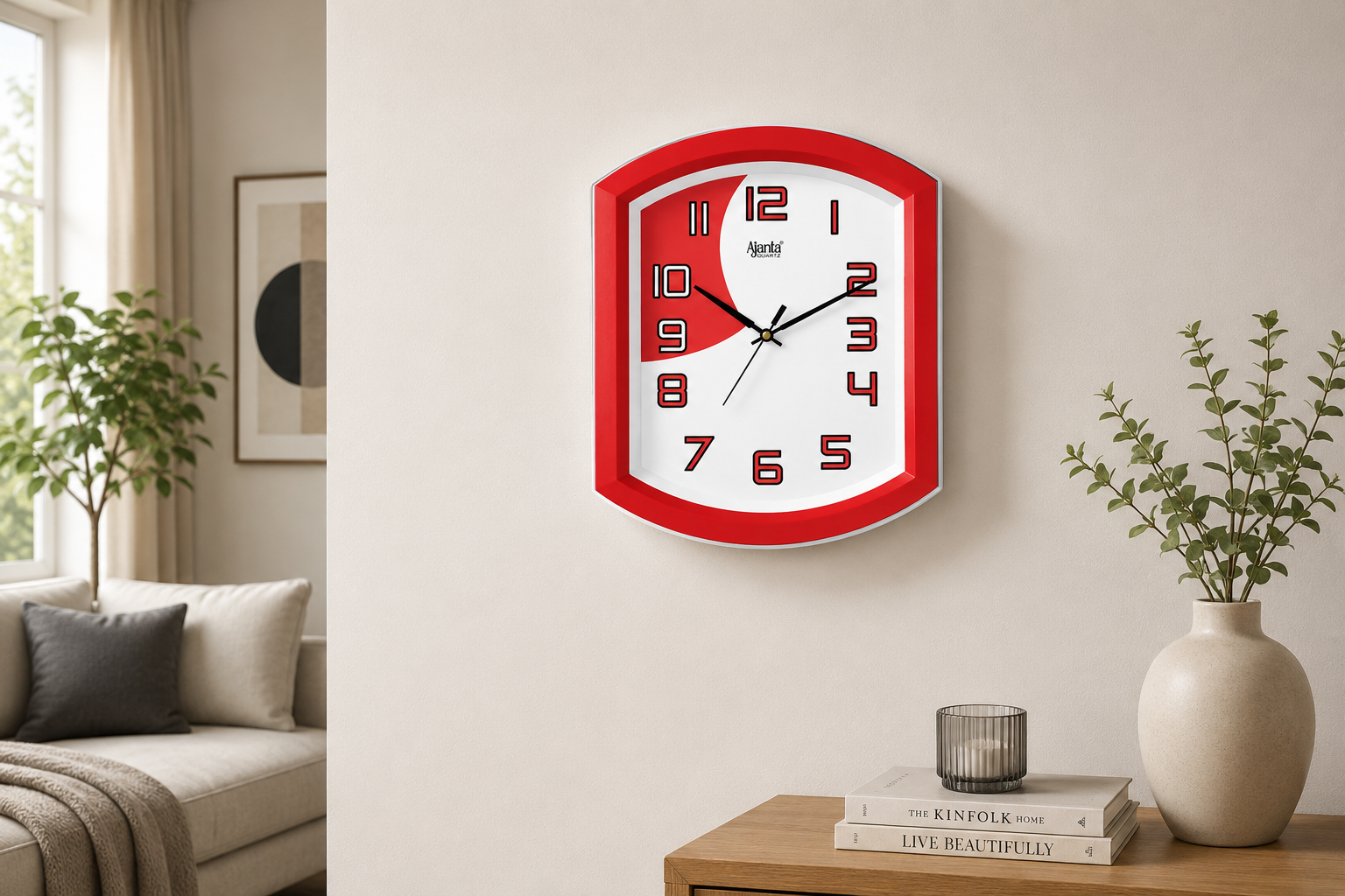 Ajanta 1997 Red Fancy 12 inch Wall Clock – Compact & Elegant Design 4