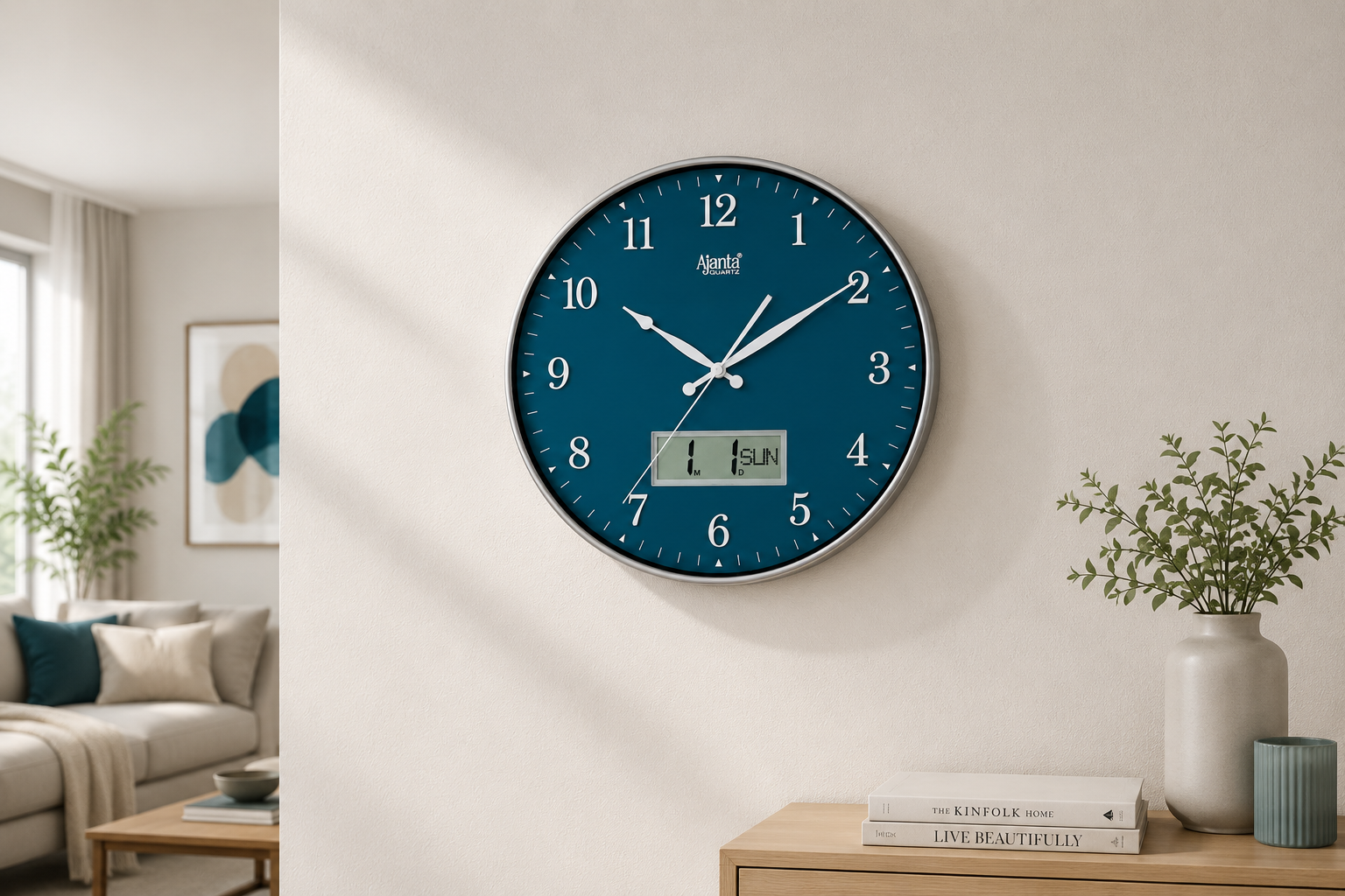 Ajanta 9107 Blue Designer Wall Clock – Silent Sweep, Elegant Design 4