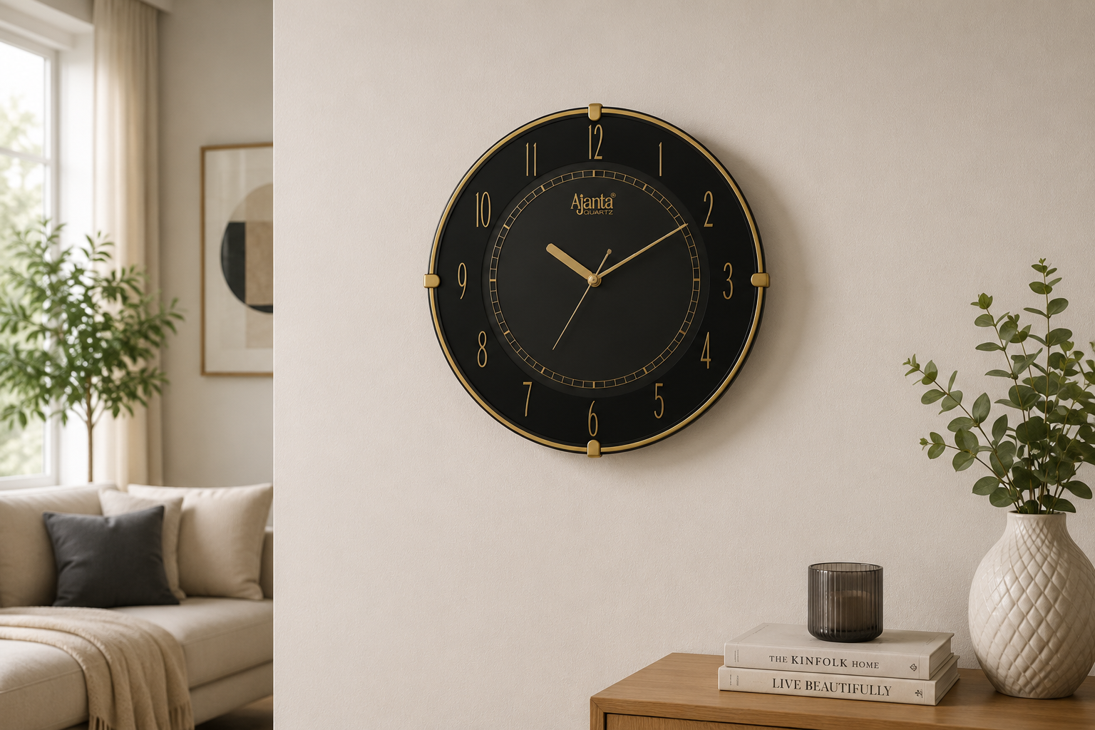 Ajanta 1197 Black Fancy Wall Clock – Thin Contour | Bulk Price 4