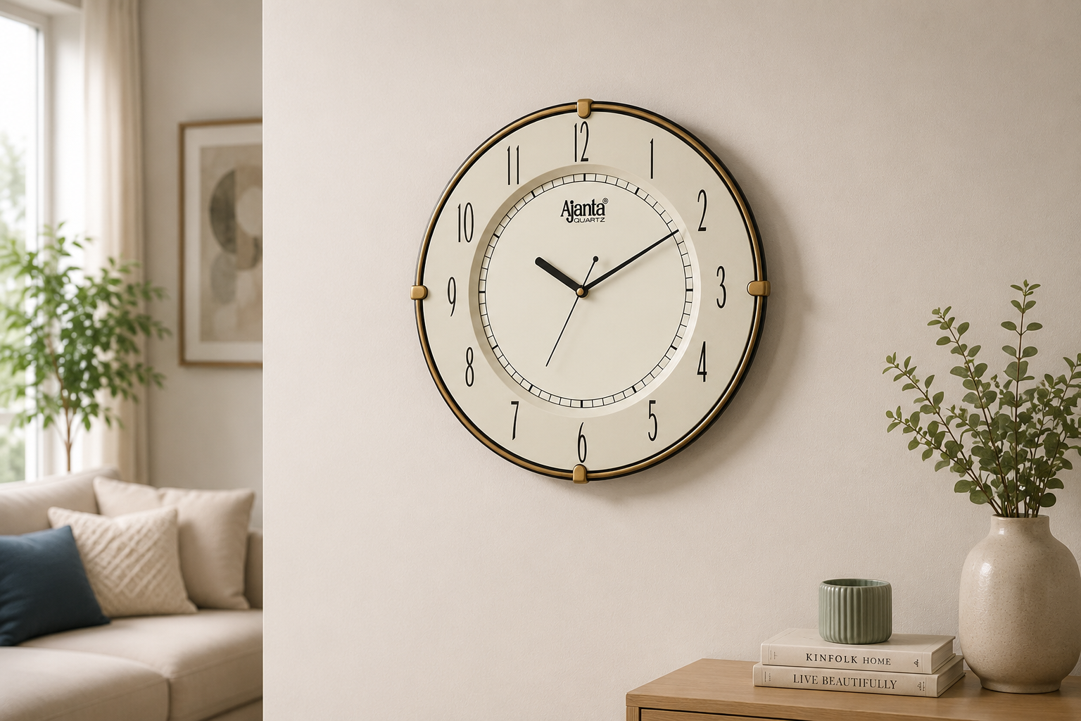 Ajanta 1197 Ivory Fancy Wall Clock – Compact & Elegant 4